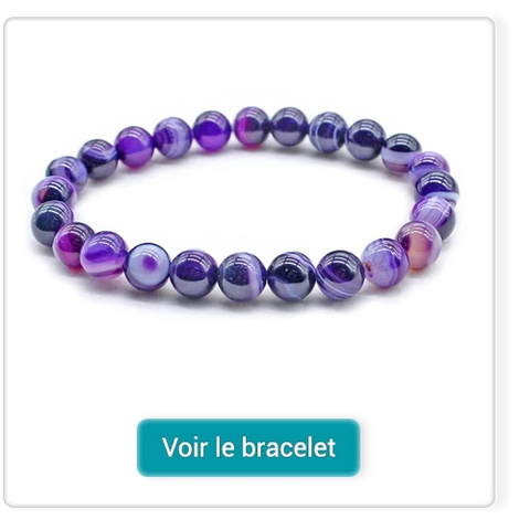 Bracelet apaisement en améthyste et agate violette sur fond blanc kaosix