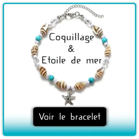 Bracelet de cheville en coquillages avec amulette étoile de mer Kaosix