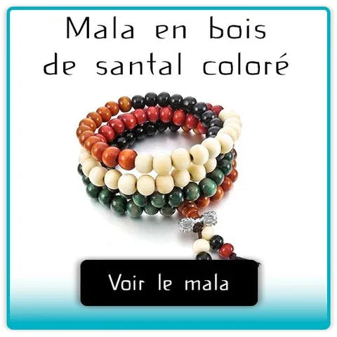 Bracelets mala de prière en bois de santal coloré 108 perles (boule 8 mm) Kaosix