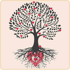 Dessin d'un arbre de vie avec des coeurs rouge Kaosix