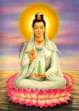 Dessin de Bouddha Guanyin assis sur une fleur de lotus kaosix