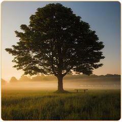 L'arbre de Bodhi au milieu d'un champs avec un coucher de soleil Kaosix
