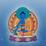 Peinture du Bouddha de la medecine en bleu kaosix