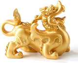 Statue de l animal celeste Pi Xiu en or et sur fond blanc Kaosix