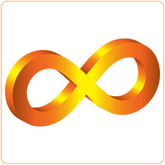 Symbole de l'infini de couleur orange sur un fond blanc Kaosix