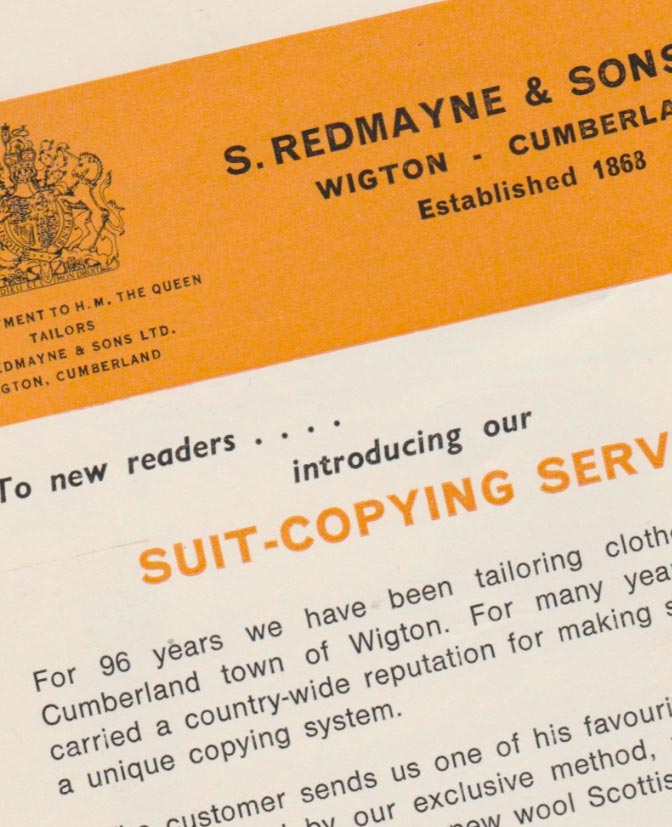 Redmayne's original suit copying service