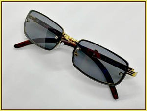EXECUTIVE Classic Wooden Temple Sunglasses- Black & Gold