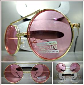 round flip up sunglasses gold