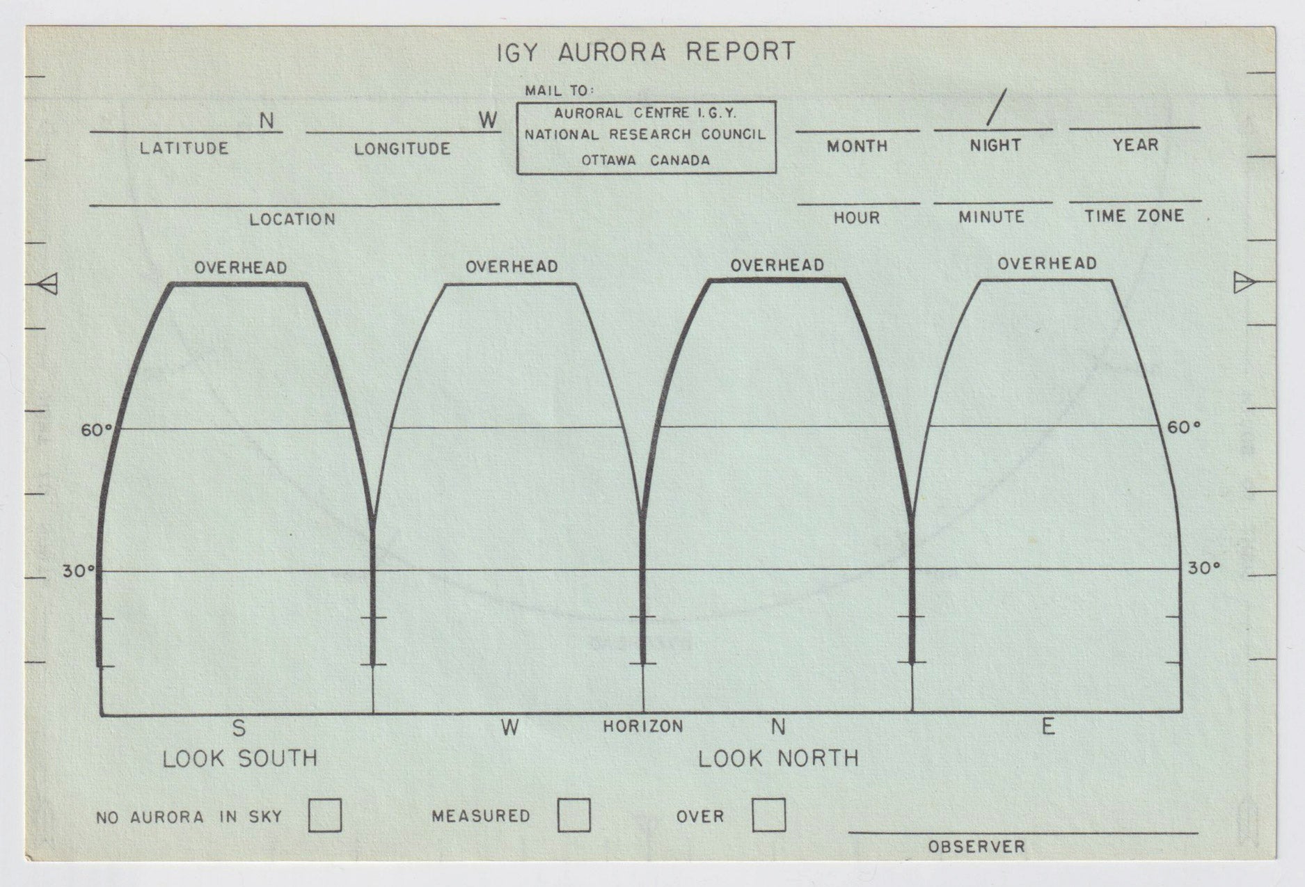 Aurora reporting form scan, front