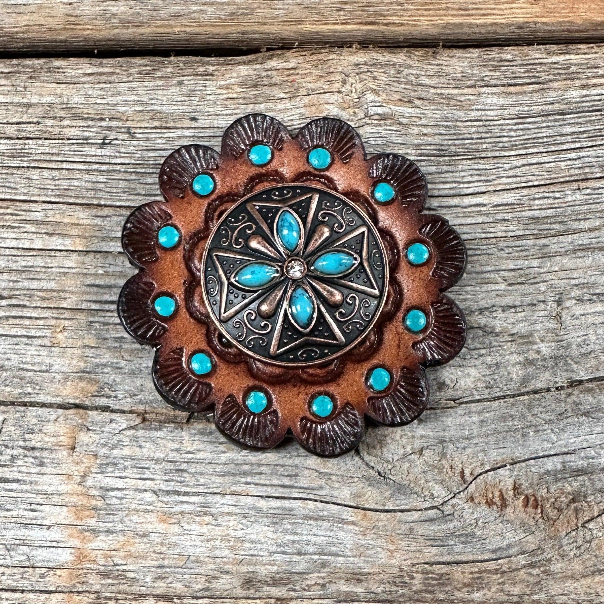 Concho: Conchos with turguoise 'stone' Ø 25 mm mesa each