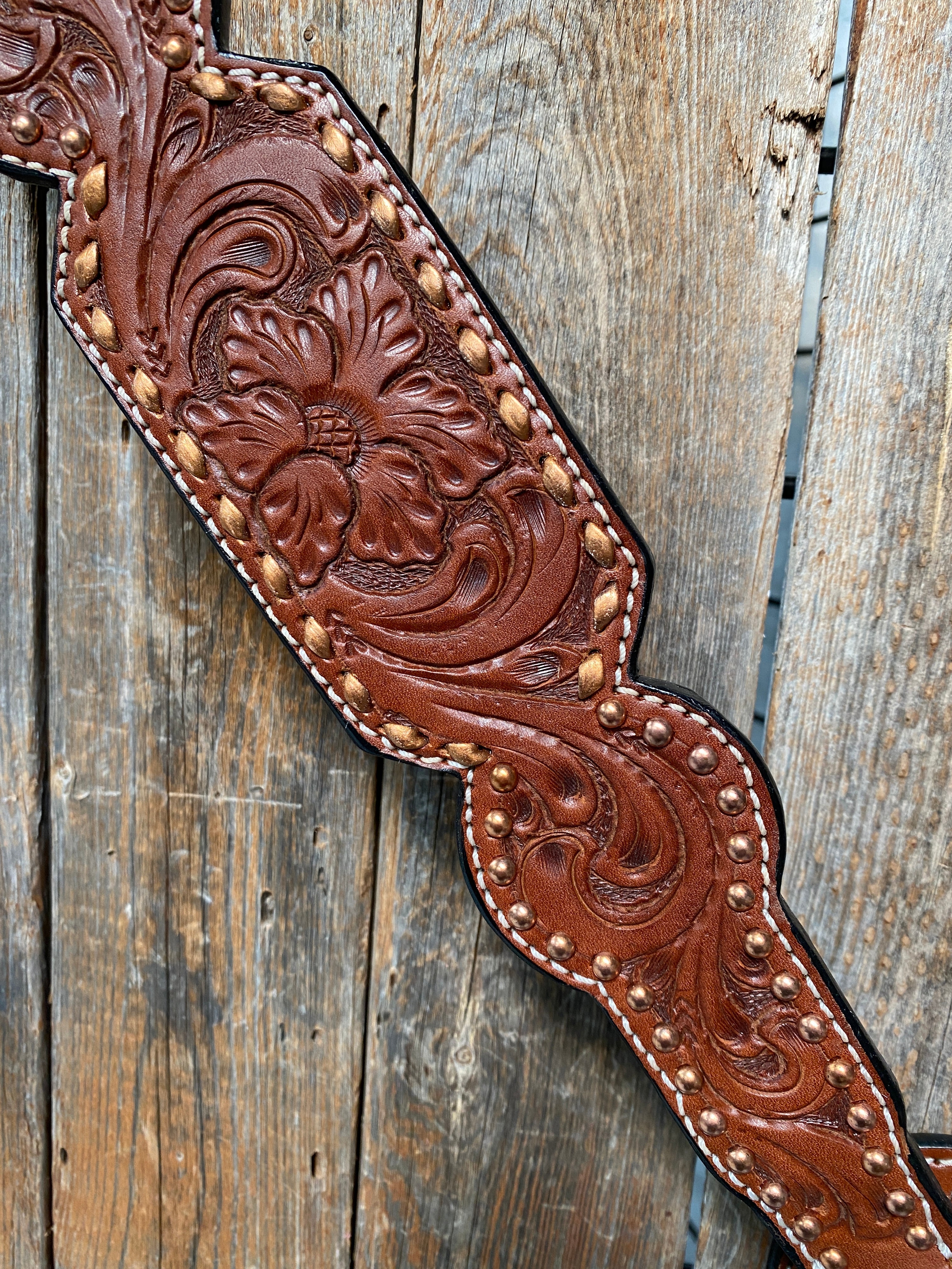 Leather Breast Collar, Floral and Copper – Tack of the Town
