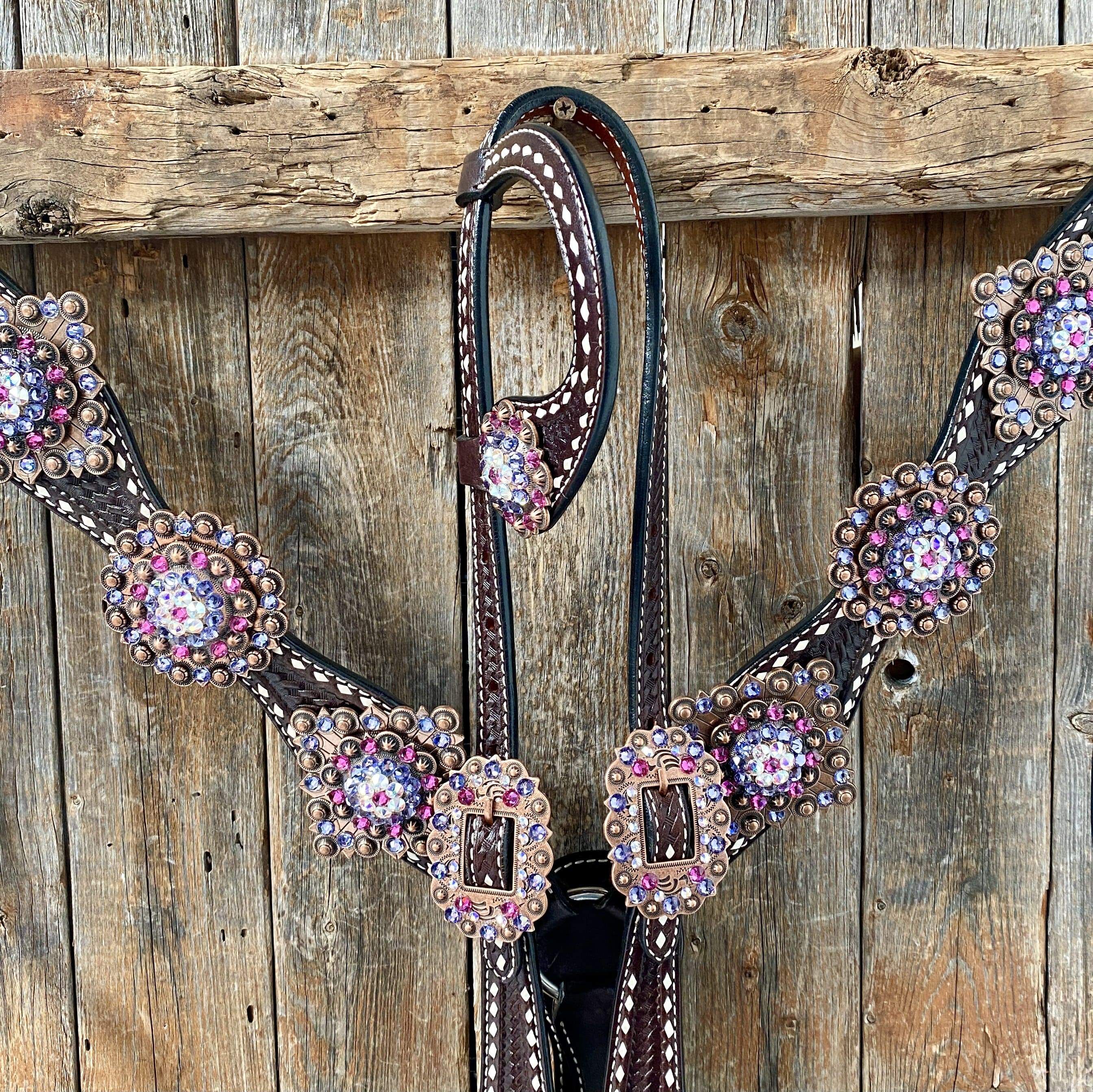 Black Silverado Headstall & Breast Collar Set Headstall Style One Ear