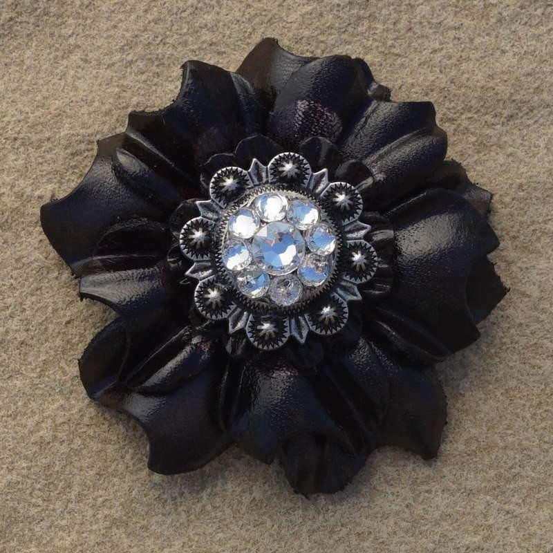 Black Carnation Flower With Antique Silver Clear 1