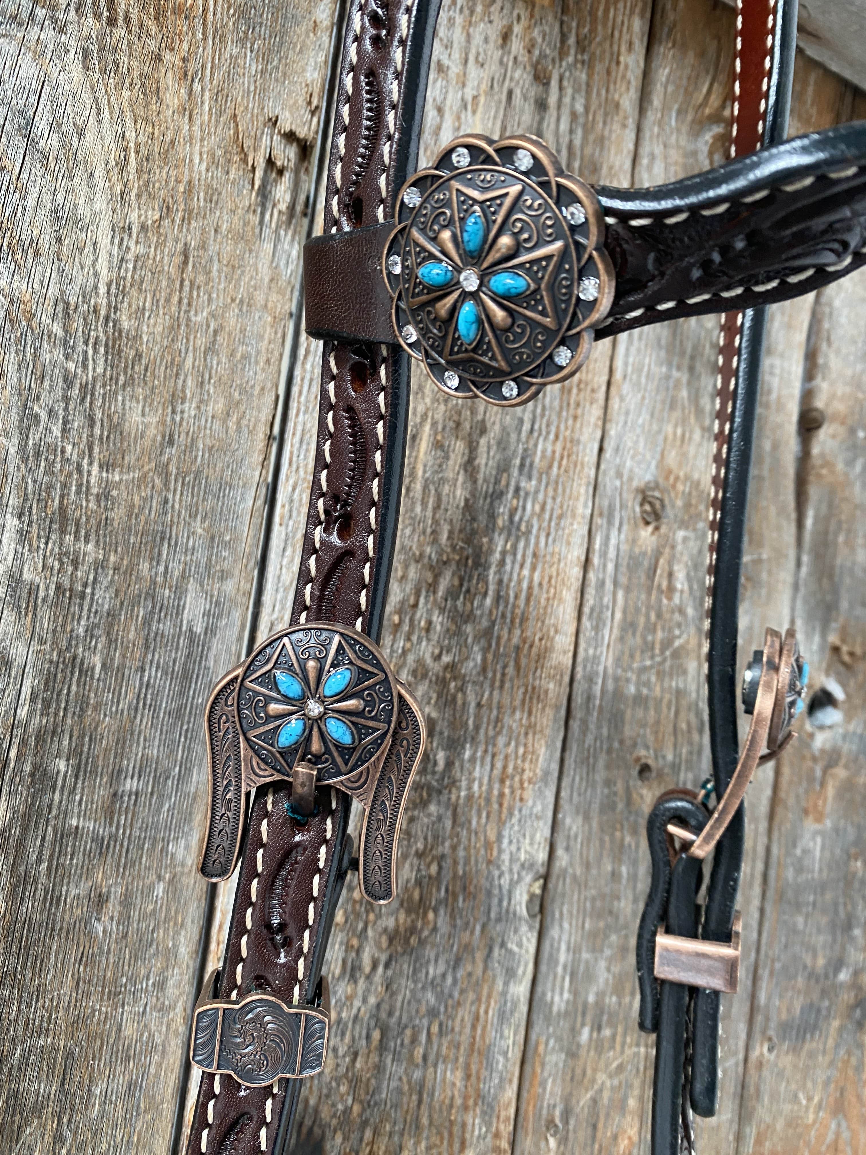 Leather Breast Collar, Floral and Copper – Tack of the Town