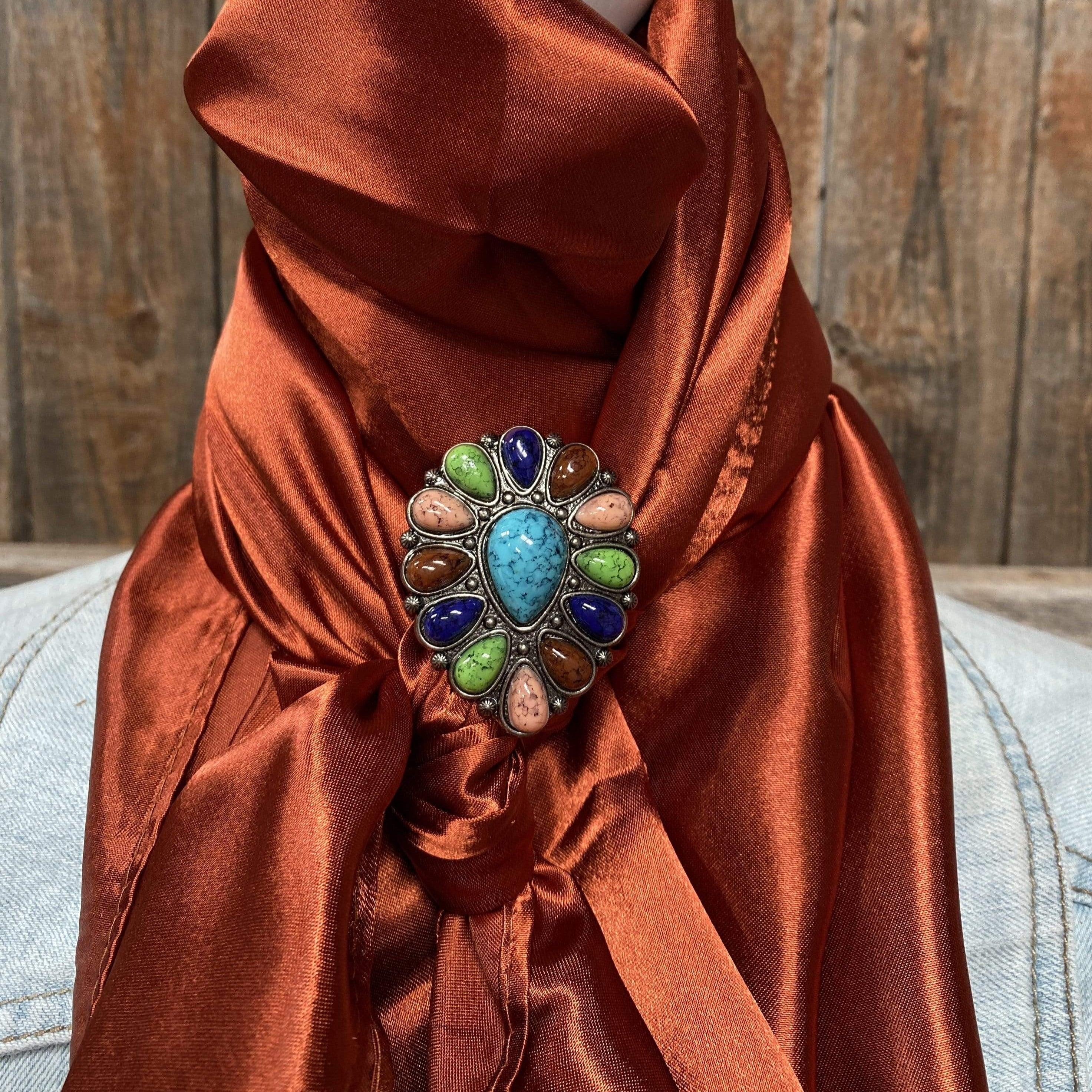 Rita ” Western Teardrop Scarf Slide ( Turquoise/ White ) ( WILD RAG NOT  INCLUDED ) – Ale Accessories