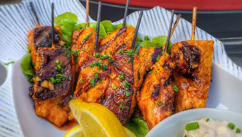 Grilled Buffalo Salmon Skewers recipe