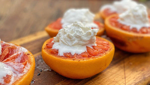 Grilled Grapefruit with Rum Whipped Cream Recipe