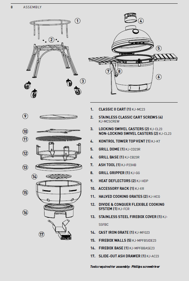 Kamado Joe Classic Joe II without cart 18Inch Ceramic Griller