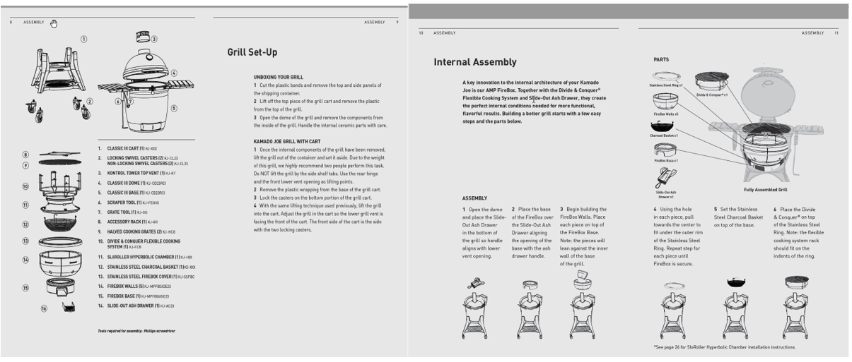 Kamado Joe Classic Series III grill Assembly guide