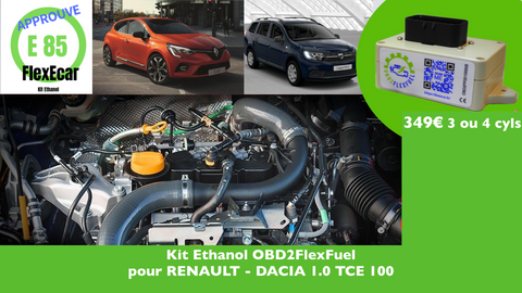 Renault Clio 4 Dacia Sandero TCE 90 TCE 100 boitier éthanol E85 kit de conversion éthanol 3 cylindres
