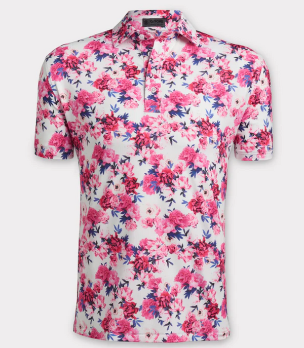 GFore Photo Floral Tech Jersey Polo - Lilac | Golf Suite Shop