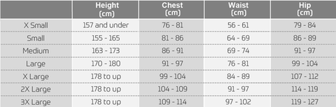 Mens size guide