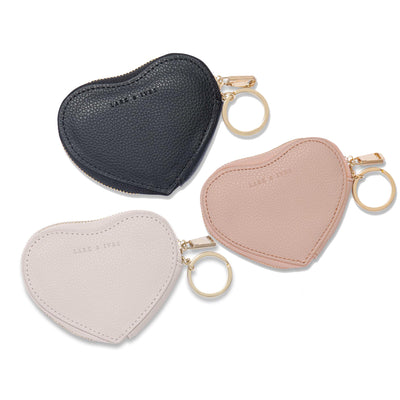 Launer Heart Coin Purse, Bone/Black