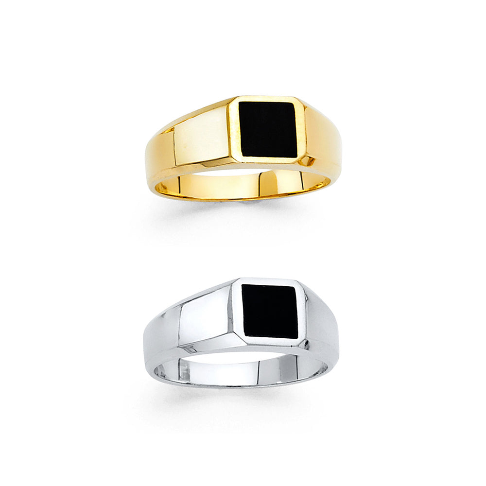 14k Yellow Or White Gold Square Black Onyx Ring For Women Men Size 6 9 Ebay