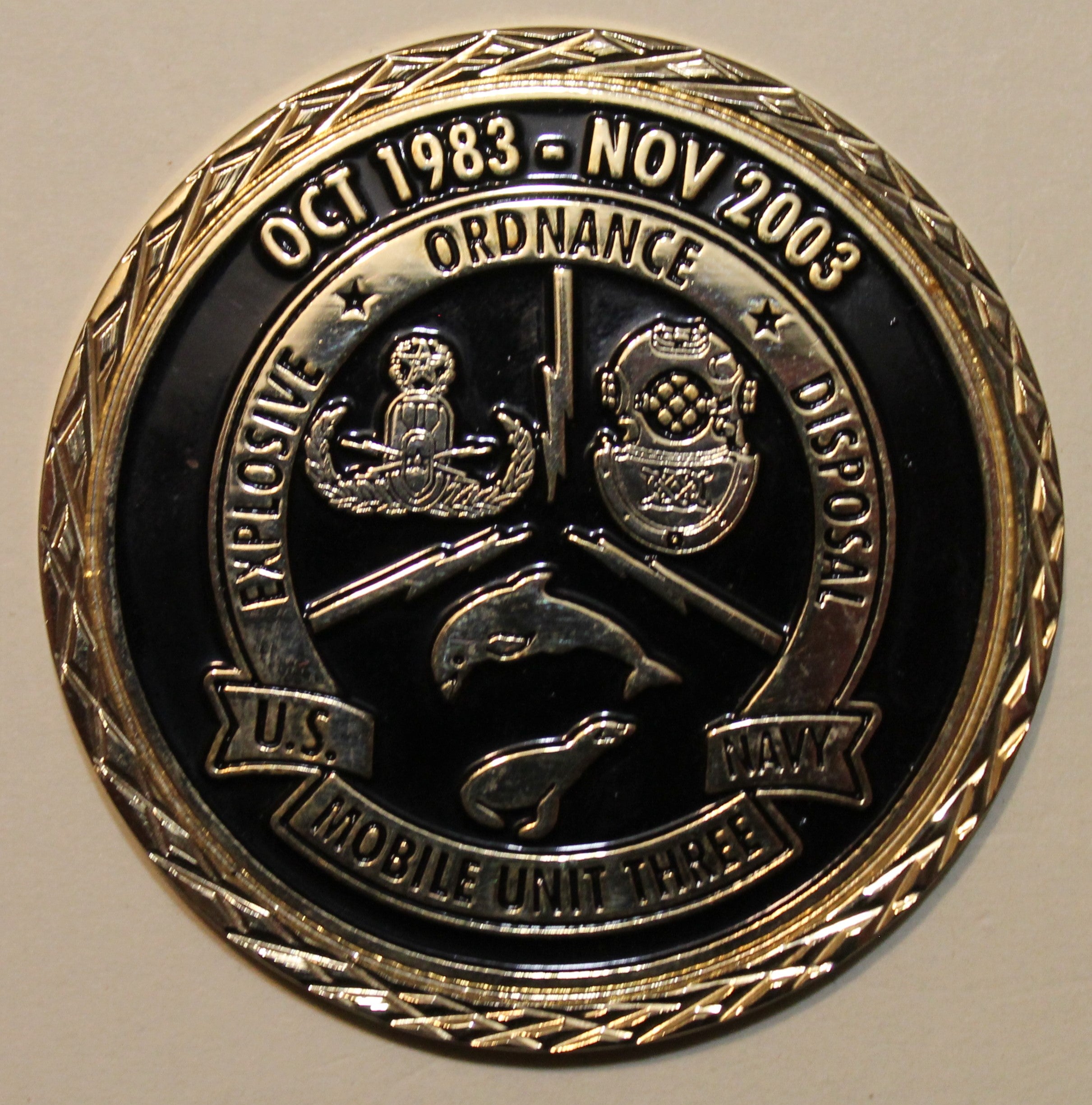 Explosive Mobile Unit 3 / Three Explosive Ordnance Disposal EOD Navy Challenge Coin