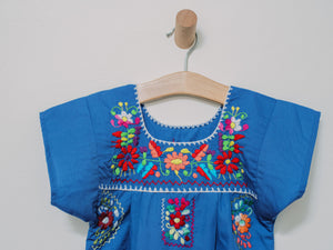 Flor de Puebla Dress - Handmade, Embroidered Mexican Little Girl Dress - Chokolita