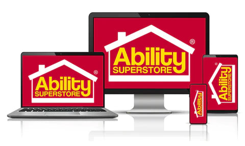 A number of smart devices on which can be seen the Ability Superstore logo