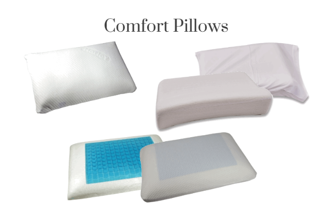 Various comfort pillows on a white background