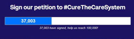 the image is urging us to sign the cure the care system petition