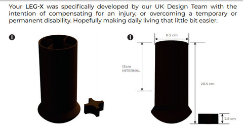 Leg-X Adjustable Chair Raisers measurements illustration