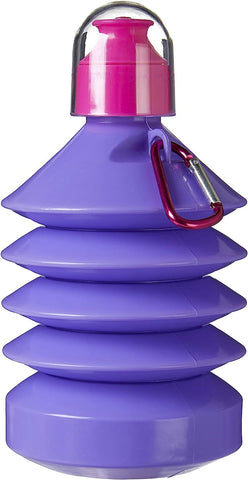 Collapsible Water Bottle in it's smallest size, coloured in purple.