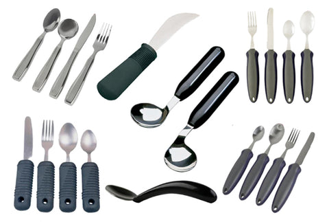 Various adapted cutlery that is available for sale on the Ability Superstore website