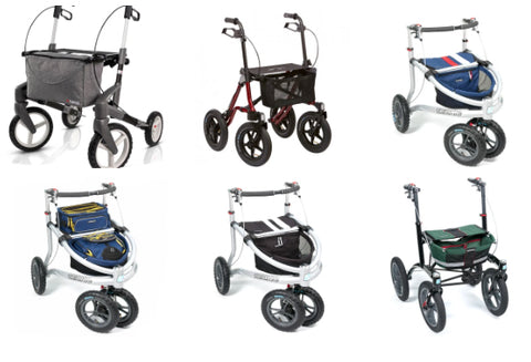 Some of the All-terrain Rollators that are for sale on the Ability Superstore website