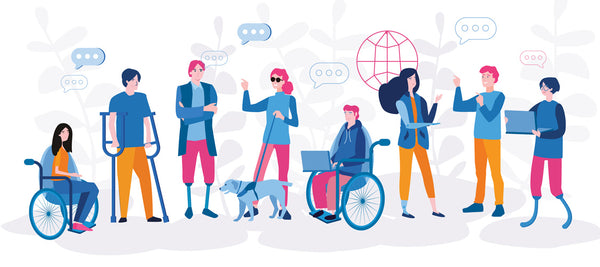 Illustrations of people with various disabilities
