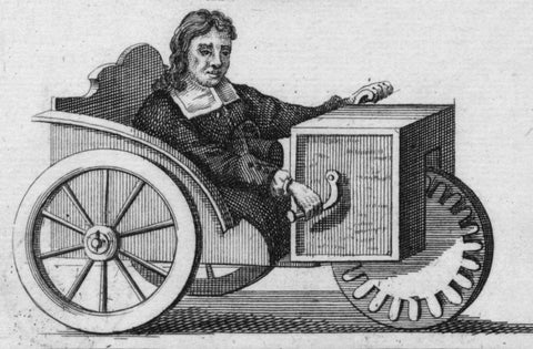 Illustration of the three-wheeled self-propelled wheelchair created by Stephan Farfler