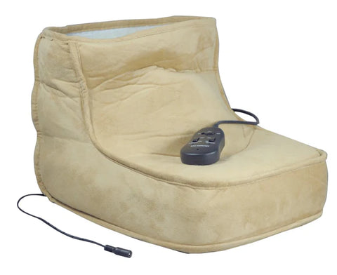 This heated massaging foot warmer can be found on the Ability Superstore website. It is fleece lined and has multiple settings.