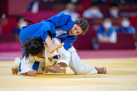 Paralympic athletes competing in judo