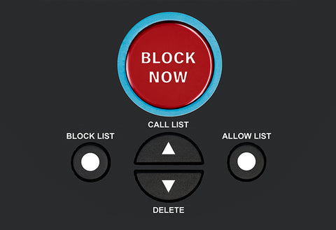 A close up of the Call Blocker and the clearly marked action buttons