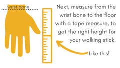 A diagram showing the place on the hand to measure from