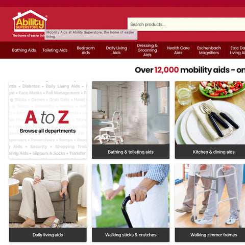 A section of the Home Page of the Ability Superstore website
