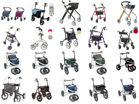 Various Rollators that are available for sale on the Ability Superstore website