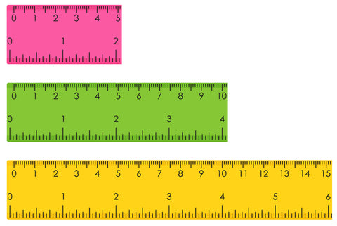 Three different sized rulers – 5, 10 and 15 cm (2, 4 and 6 inches)