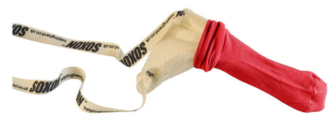 The Soxon Sock Aid with a sock on the aid