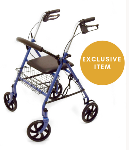 A picture of a Four Wheeled Rollator that's available for sale on the Ability Superstore website 