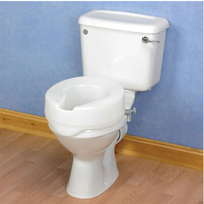 The Ashby Easyfit Raised Toilet Seat – picture shows the seat in place, as well as the original toilet seat