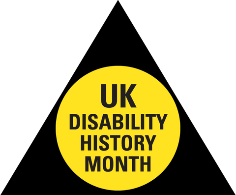 UK Disability History Month, with the Black Triangle inverted.